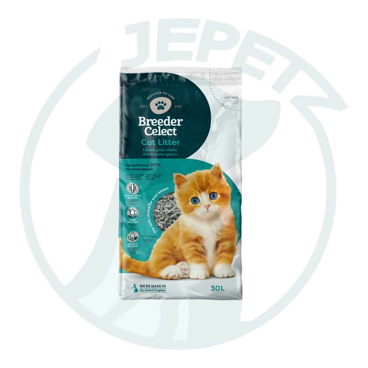 Breeder Celect Recycled Paper Cat Litter 30L JEPetz Pet Supplies Singapore