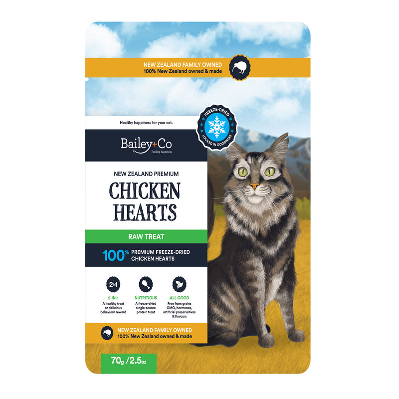 Bailey+Co Freeze Dried Cat Treats - Chicken Heart 70g