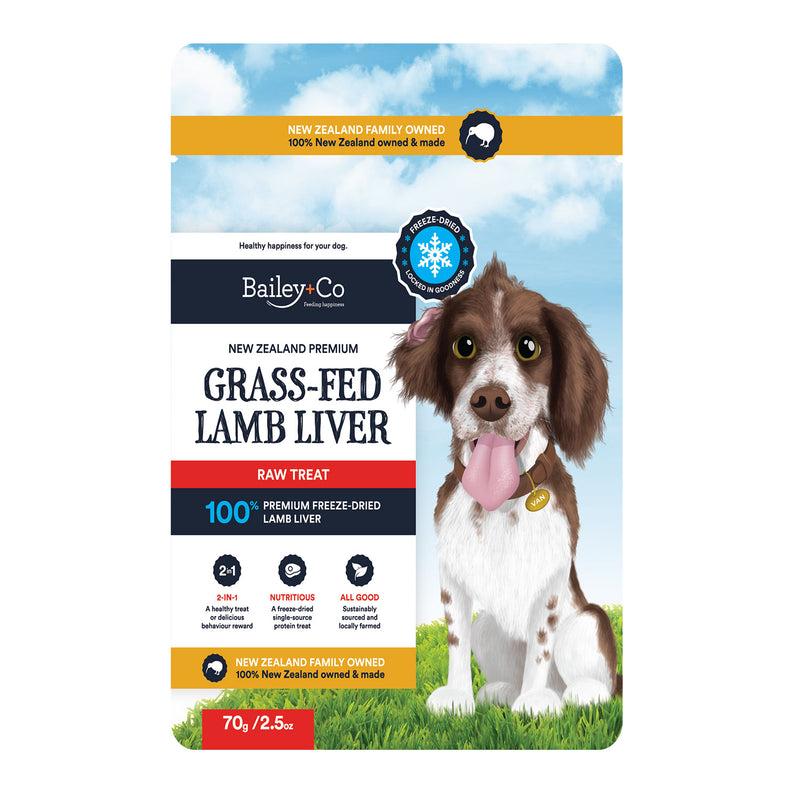 Bailey+Co Dog Freeze Dried Dog Treats - Lamb Liver 70g