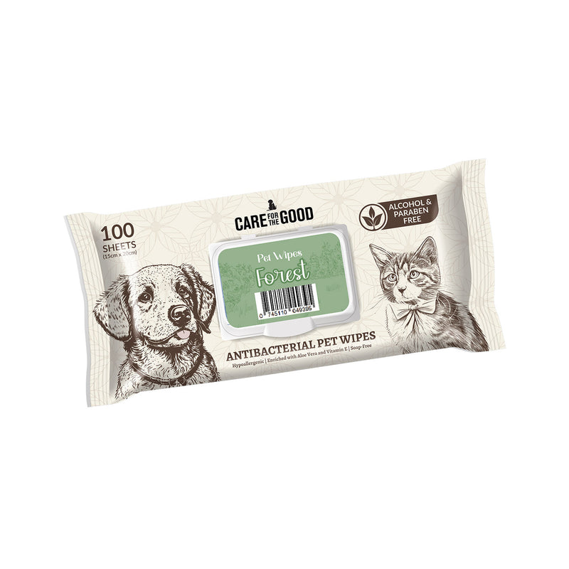 6 FOR $23.80: Care For The Good Antibacterial Pet Wipes For Cats & Dogs (Forest) 100pc