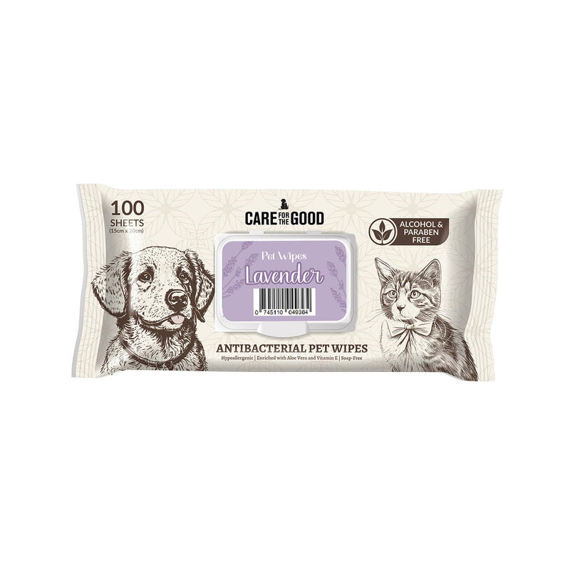 6 FOR $23.80: Care For The Good Antibacterial Pet Wipes For Cats & Dogs (Lavender) 100pc