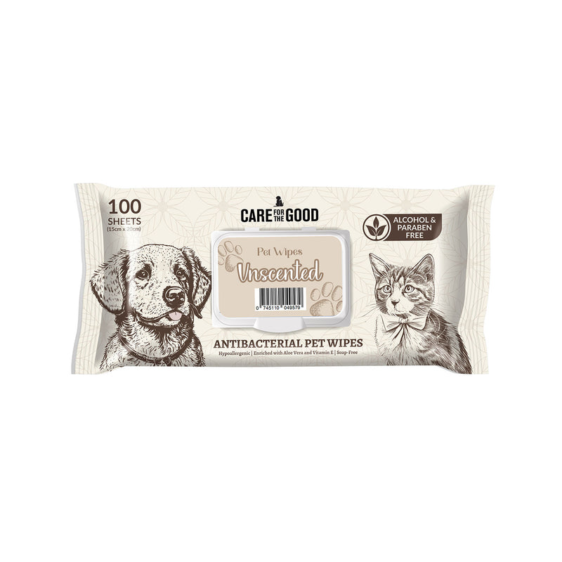 6 FOR $23.80: Care For The Good Antibacterial Pet Wipes For Cats & Dogs (Unscented) 100pc