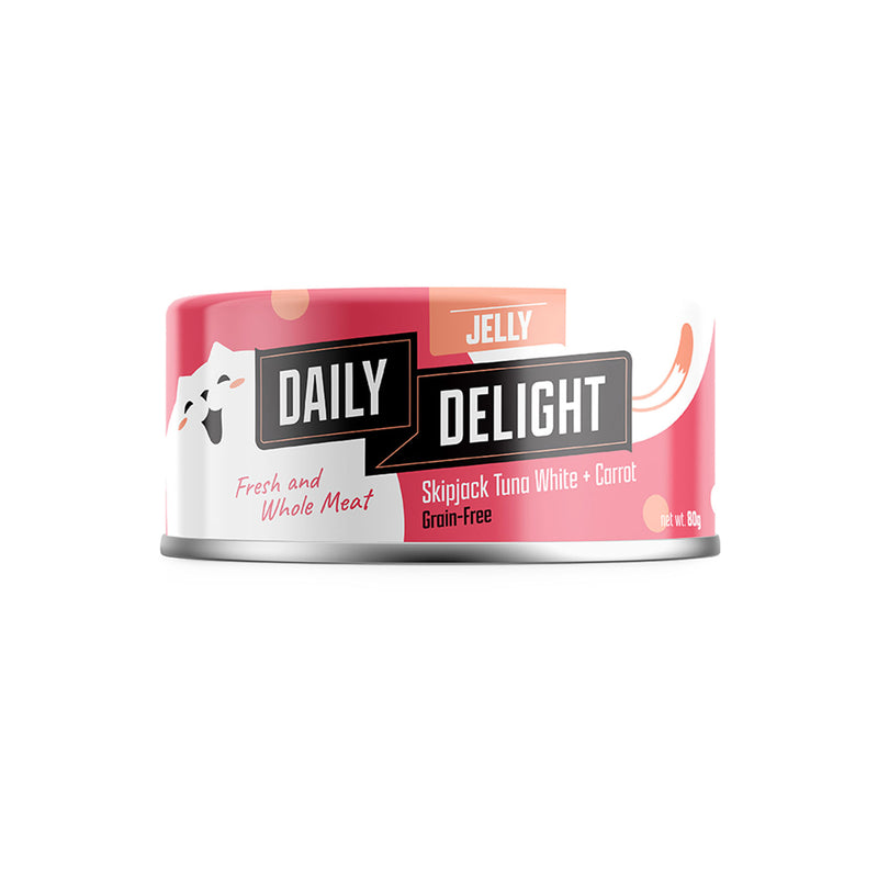 BUY 2 CTN, 5% OFF: Daily Delight Jelly Skipjack Tuna White with Carrot Canned Cat Food 80g x 24 cans