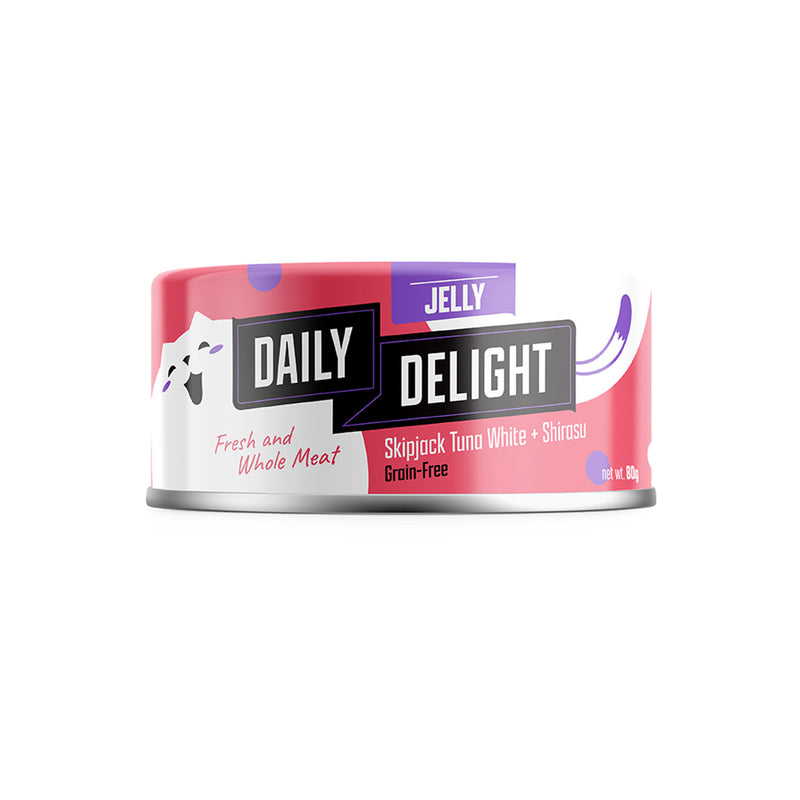 BUY 2 CTN, 5% OFF: Daily Delight Jelly Skipjack Tuna White with Shirasu Canned Cat Food 80g x 24 cans