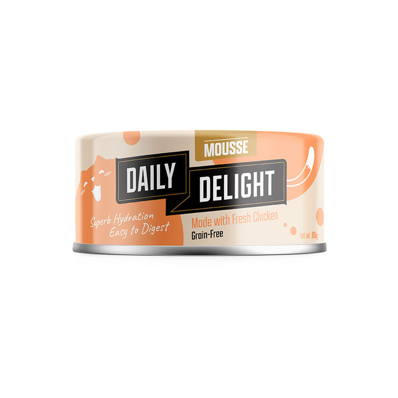 BUY 2 CTN, 5% OFF: Daily Delight Mousse with Chicken Canned Cat Food 80g x 24 cans